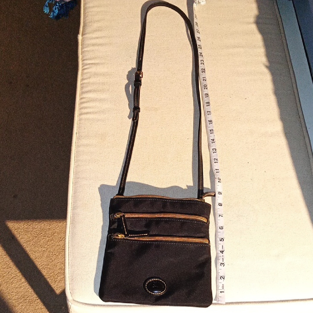 Like New Dooney & Burke Black Nylon North South Triple Zip Crossbody Bag